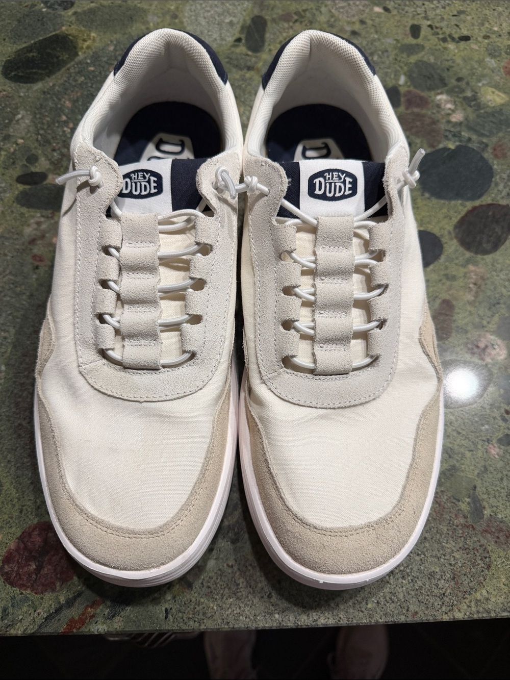 Hey Dude Men's Sneakers in Cream with Navy Accents